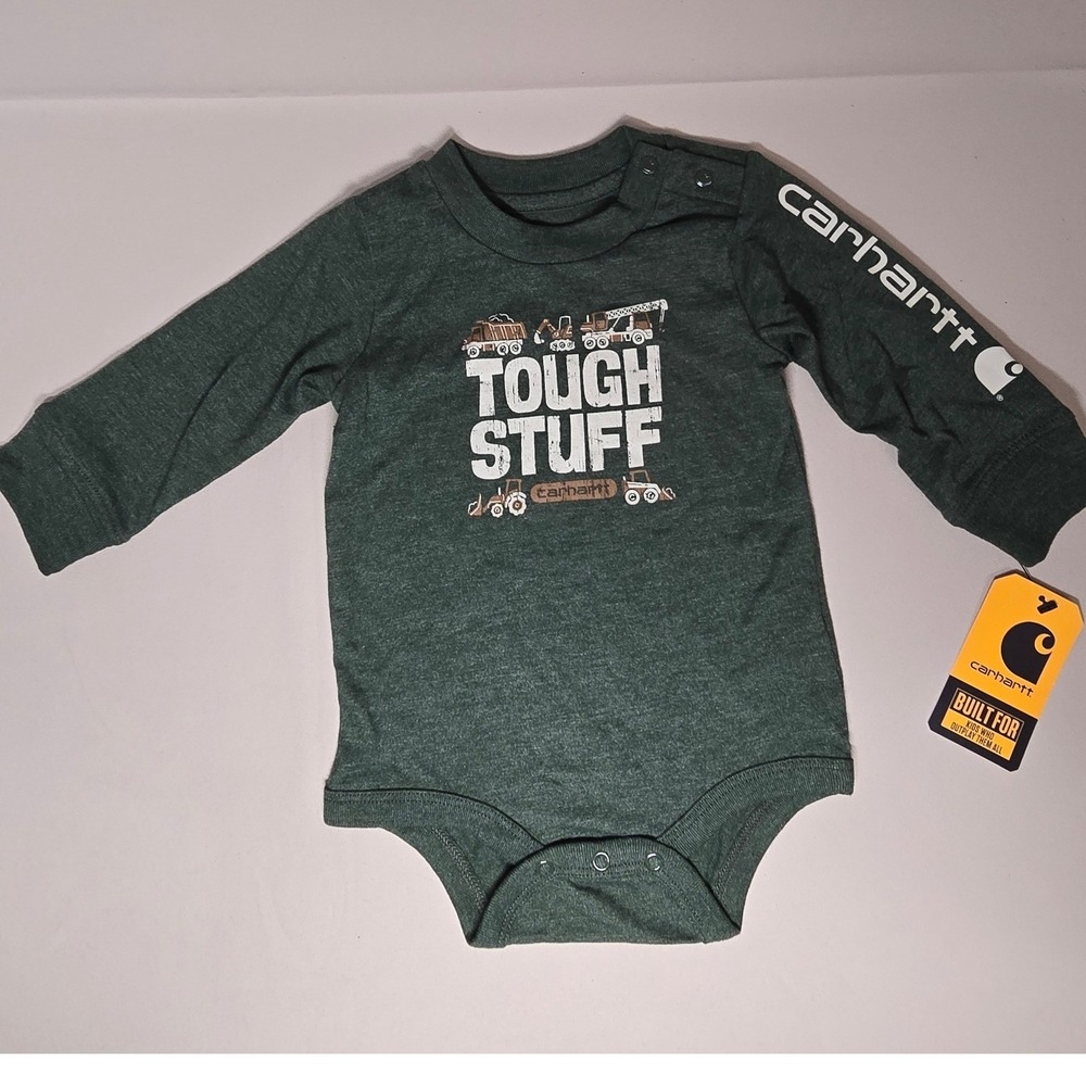 Carhartt 6 Month Baby 1 Piece Long Sleeve Body Suit Tough Stuff Green